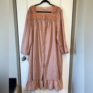 Willow Creek Prairie Cotton Blend Gown Lounger Dress Cottagecore USA Large